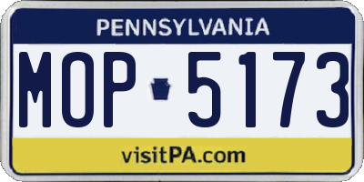 PA license plate MOP5173