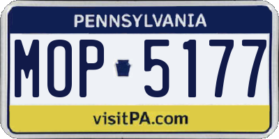 PA license plate MOP5177