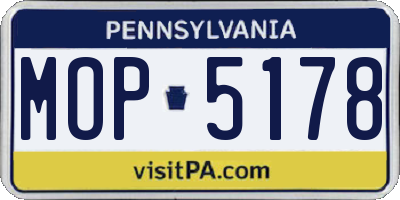 PA license plate MOP5178