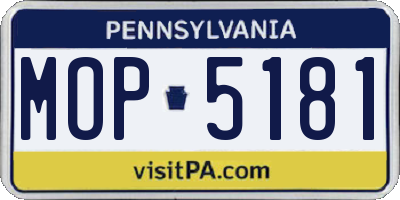PA license plate MOP5181