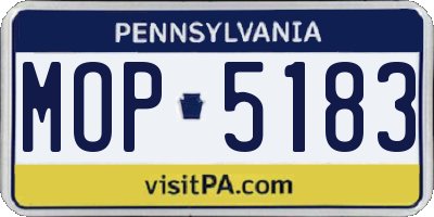 PA license plate MOP5183