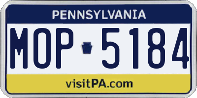 PA license plate MOP5184