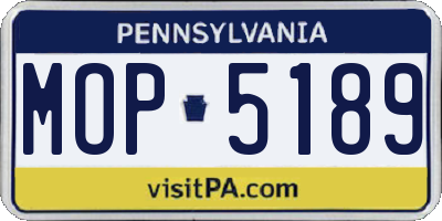 PA license plate MOP5189