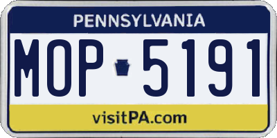 PA license plate MOP5191