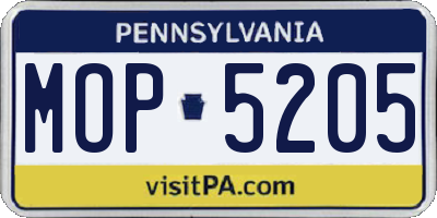 PA license plate MOP5205