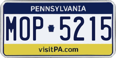 PA license plate MOP5215