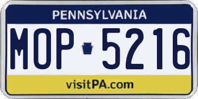 PA license plate MOP5216