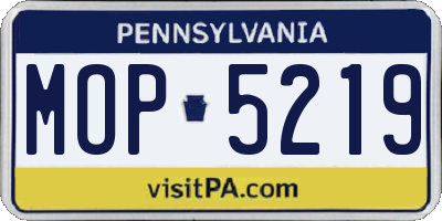PA license plate MOP5219