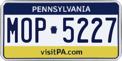 PA license plate MOP5227