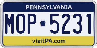 PA license plate MOP5231