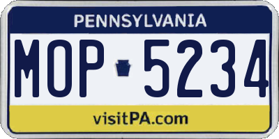 PA license plate MOP5234