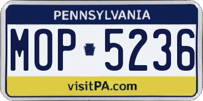 PA license plate MOP5236