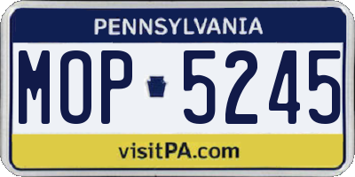 PA license plate MOP5245