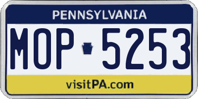 PA license plate MOP5253