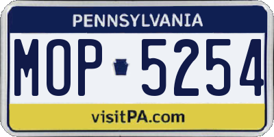 PA license plate MOP5254