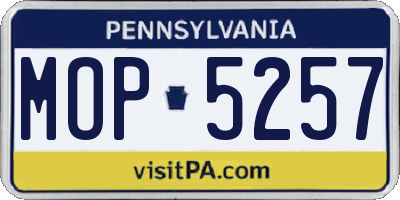 PA license plate MOP5257