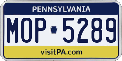 PA license plate MOP5289