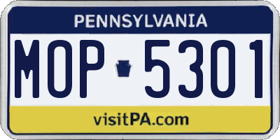 PA license plate MOP5301