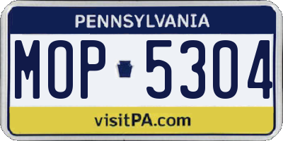 PA license plate MOP5304