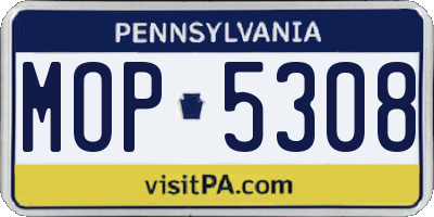 PA license plate MOP5308