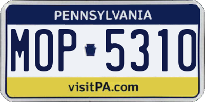 PA license plate MOP5310