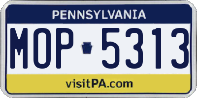 PA license plate MOP5313