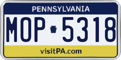 PA license plate MOP5318
