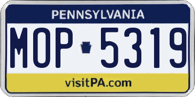 PA license plate MOP5319