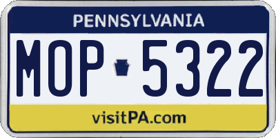 PA license plate MOP5322