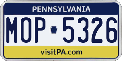 PA license plate MOP5326