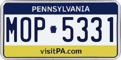 PA license plate MOP5331