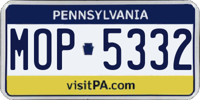 PA license plate MOP5332