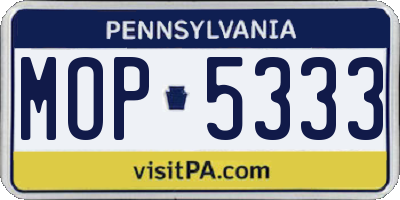 PA license plate MOP5333