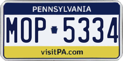 PA license plate MOP5334