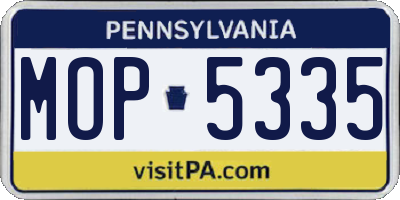 PA license plate MOP5335