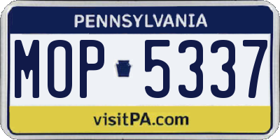 PA license plate MOP5337