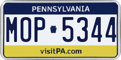 PA license plate MOP5344