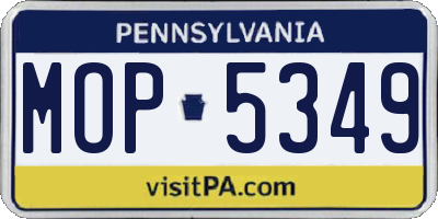 PA license plate MOP5349