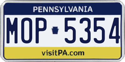 PA license plate MOP5354