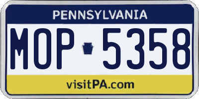 PA license plate MOP5358