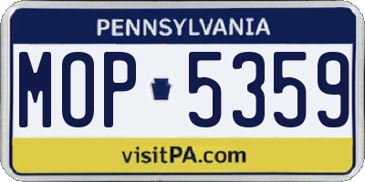 PA license plate MOP5359