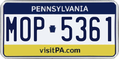 PA license plate MOP5361