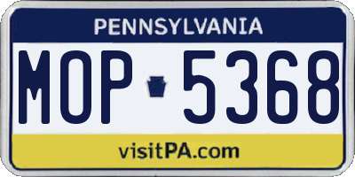 PA license plate MOP5368