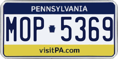 PA license plate MOP5369