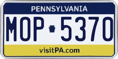 PA license plate MOP5370