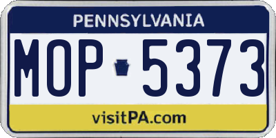 PA license plate MOP5373