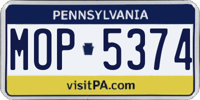 PA license plate MOP5374