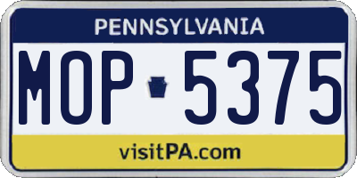 PA license plate MOP5375