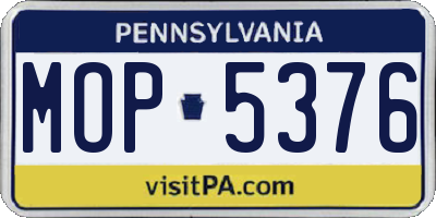 PA license plate MOP5376
