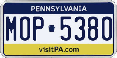 PA license plate MOP5380